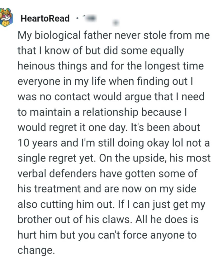 This Redditor is still doing okay without a single regret