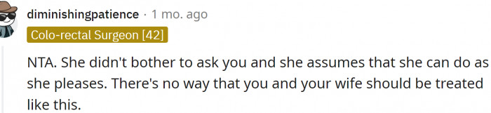 She didn't bother to ask OP