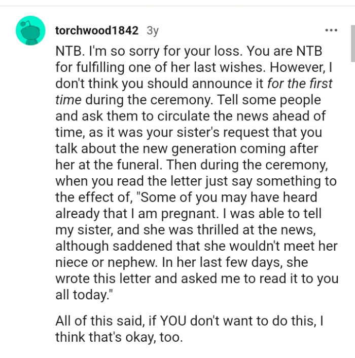 She wrote this letter and asked me to read it to you all