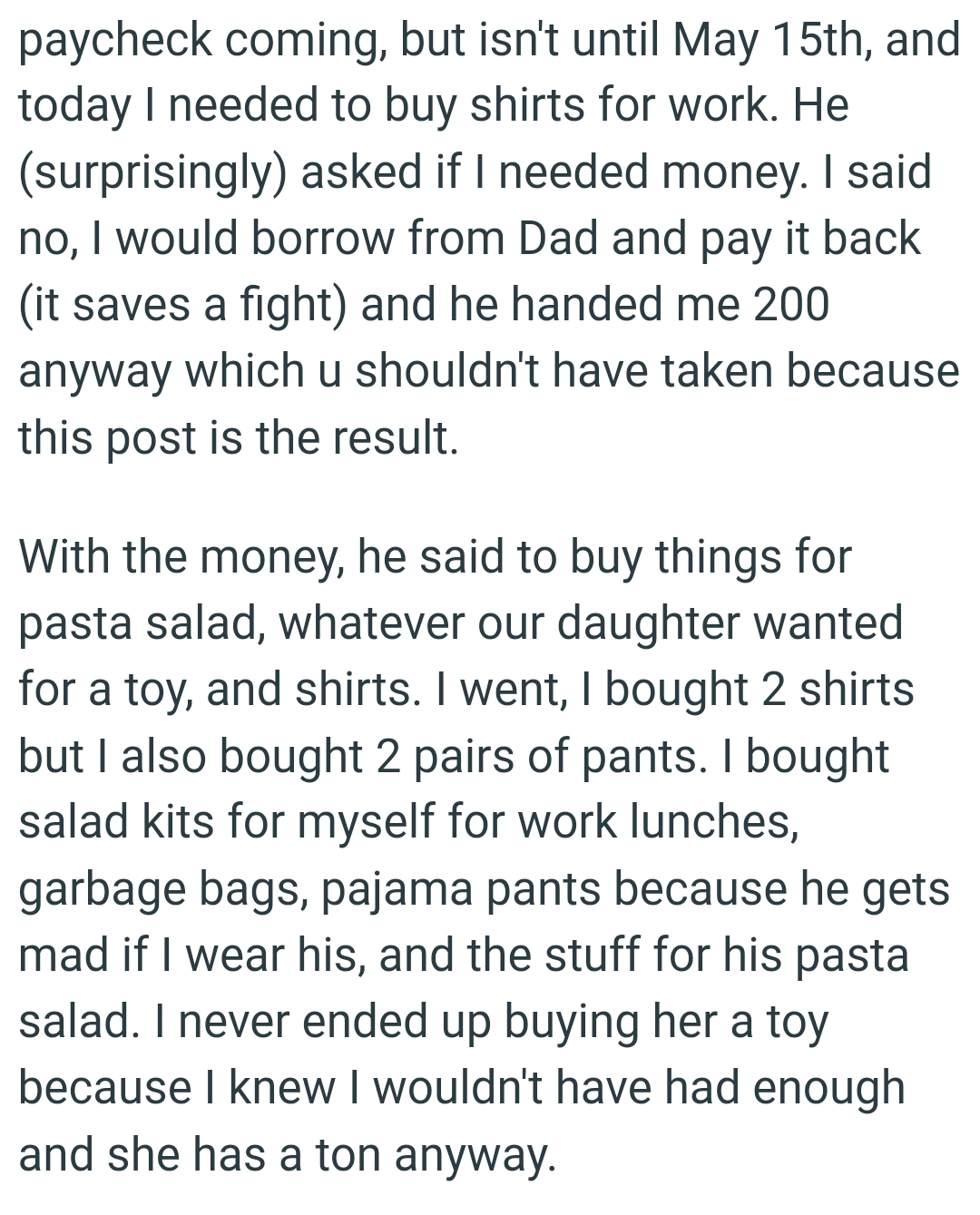 OP knew she wouldn't have enough, and her daughter has a ton of toys anyway