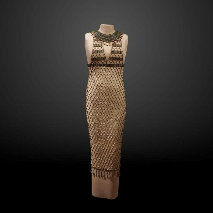Egyptian faience beaded fishnet dress, Fourth Dynasty, c. 2550 BCE.