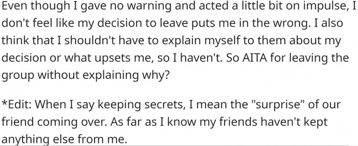 So, was leaving the group a mistake?