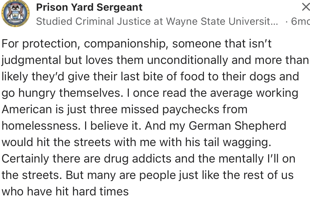 “For Protection, Companionship, Someone That Isn’t Judgmental but Loves Them Unconditionally.”