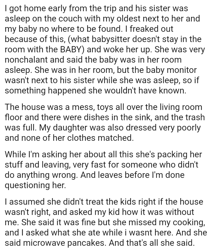 She was in her room, but the baby monitor wasn't next to his sister