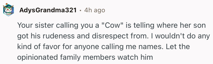 “Your sister calling you a 