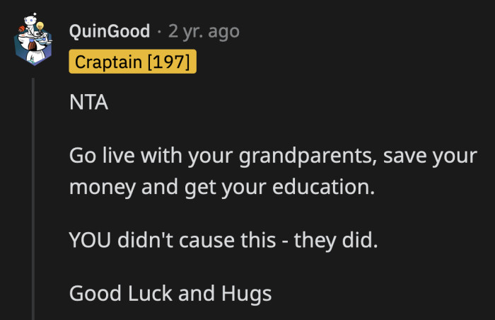 None of what happened is OP's fault. Everything, including the consequences, is caused by his parents.