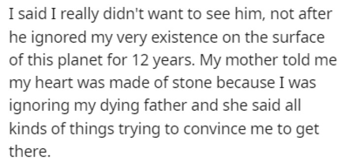 OP told her mother that she doesn't want to see him