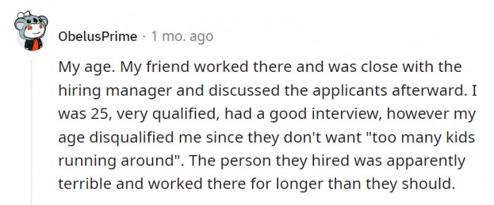 9. Why do they think that someone's age deters their ability to do a good job?