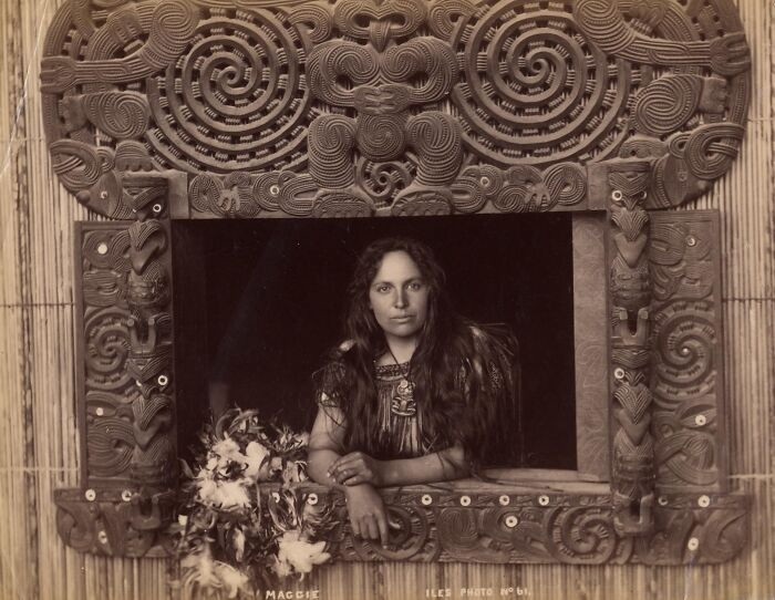 Portrait Of A Maori Woman, Maggie Papakura; Standing Inside A Marae