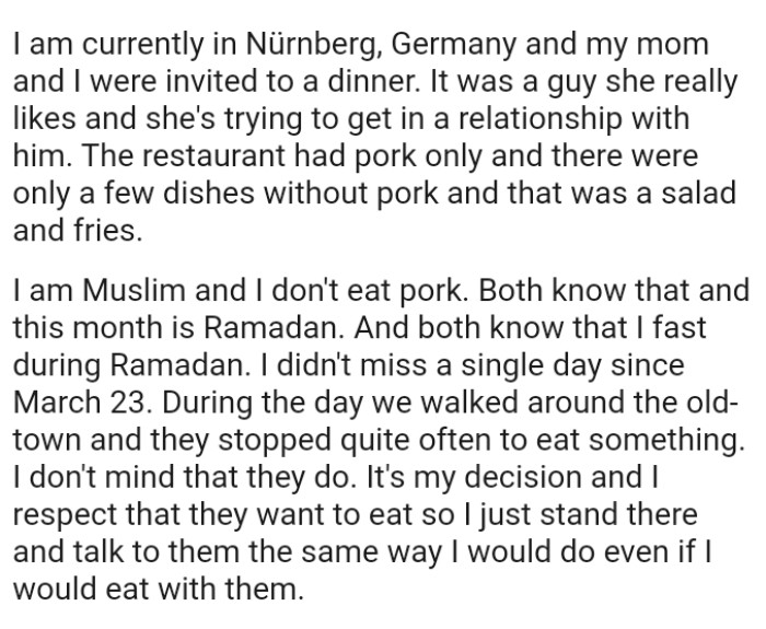 They were invited for it by a guy the OP's mom really likes and is trying to get in a relationship with