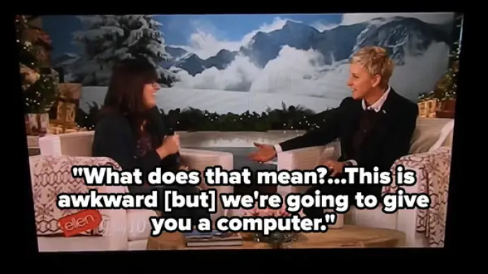 3. When Ellen offered to pay a girl's tuition but had to rescind the offer. She then proposed giving her a computer instead, but the guest already had one.