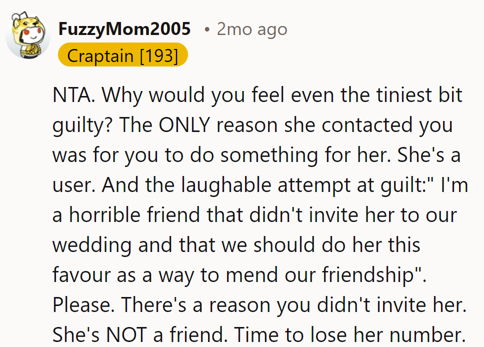 She's the MVP of guilt trips. Time to bench her from the friend roster and upgrade to better company.