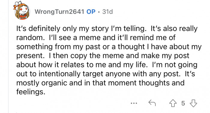 OP is not intentionally targeting anyone.