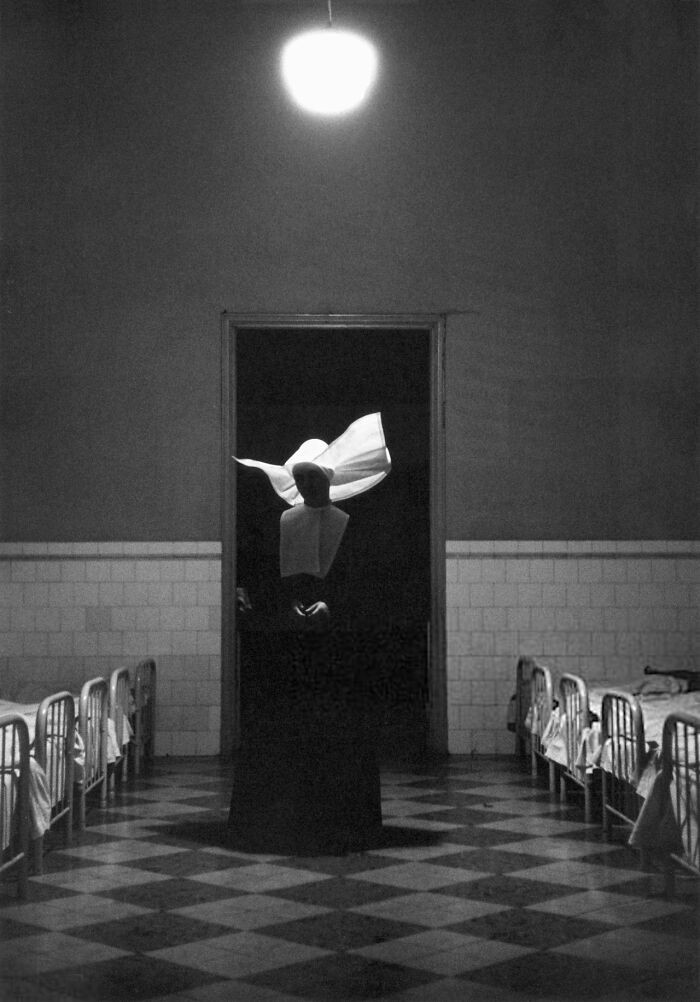 "Marvin Koner, A Nun Watches Orphaned Children Sleep At Casa De Beneficencia Orphanage In Havana, 1940s"