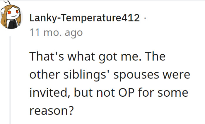 They obviously did not accept her into their family