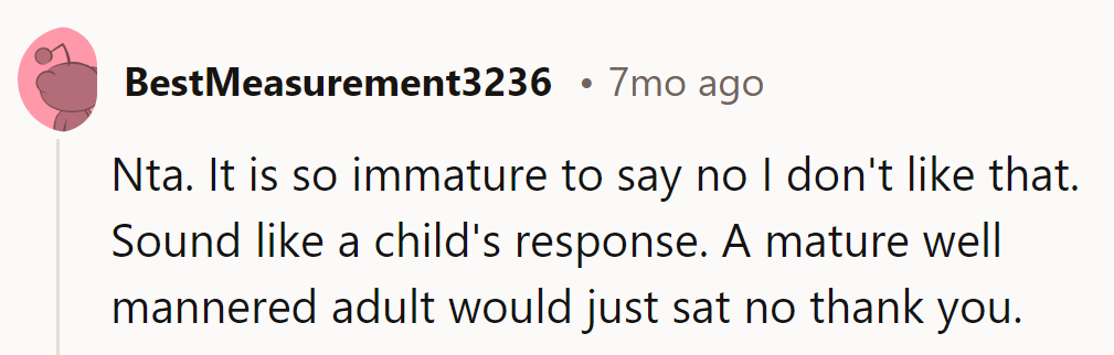 A mature response would be a simple decline.