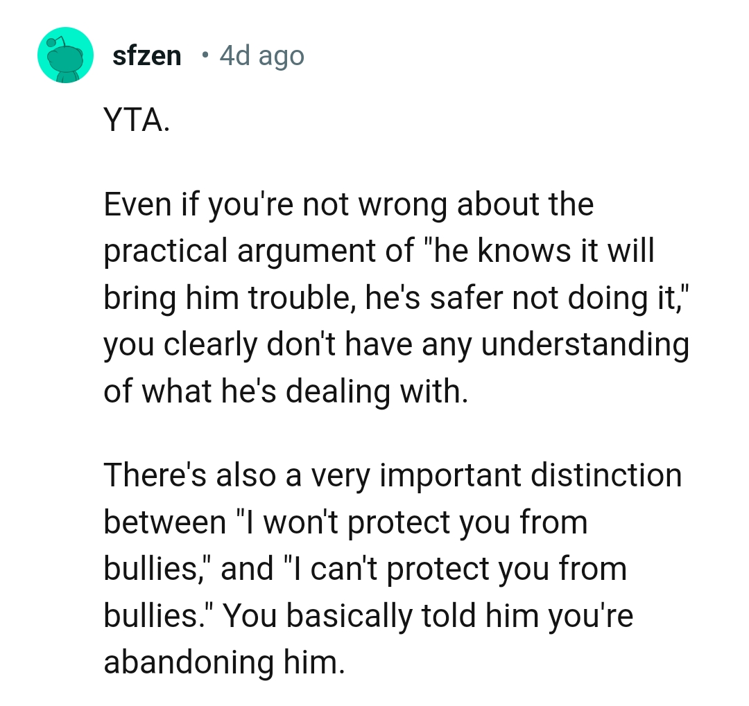 There's a very important distinction between the words 