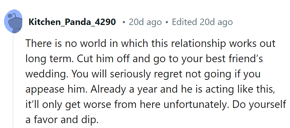 Seems like he's auditioning for the role of 'Regrettable Ex.' Time to make a graceful exit and hit that wedding dance floor!