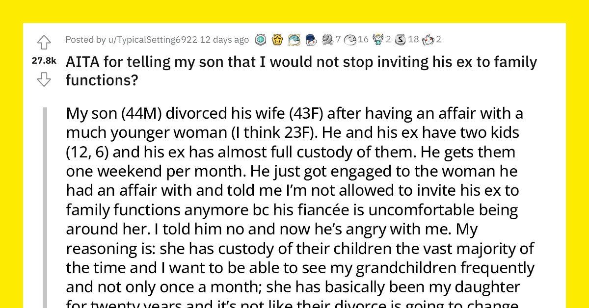 Redditors Support MIL Who Declined Her Son’s Request To Stop Inviting His Ex-Wife To Family Functions