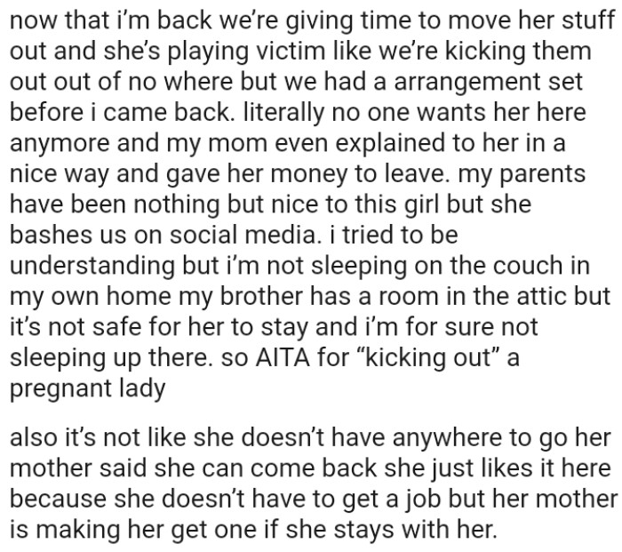 OP Has Tried to Be Understanding, but She's Not Sleeping on the Couch in Her Own Home