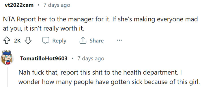 OP should report it to the management. If no one acts, then he should go to the Health Department