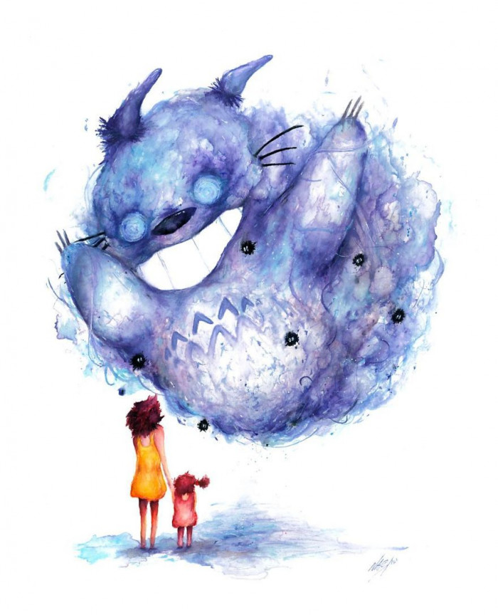 13. Totoro Watercolor Drawing By Marco Nabi