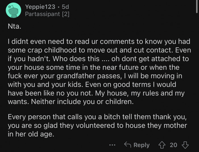 Only Op's rules apply in her house.
