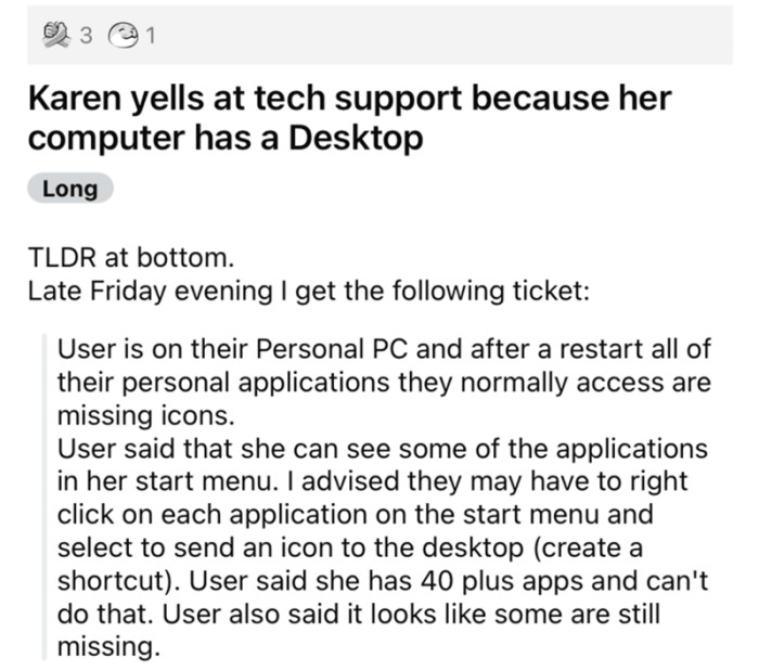 A woman seems to have been confused as to why her desktop suddenly became different from what she was usually accustomed to.
