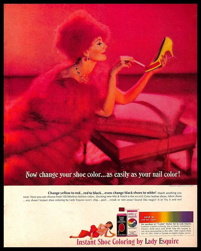 1963, Lady Esquire Instant Shoe Coloring Lady Esquire’s Instant Shoe Coloring Offered Women In The 1960s A Quick Way To Refresh Or Customize Their Footwear