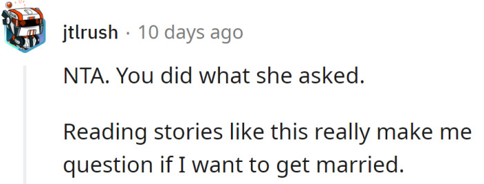 One Redditor wondered if marriage was worth it