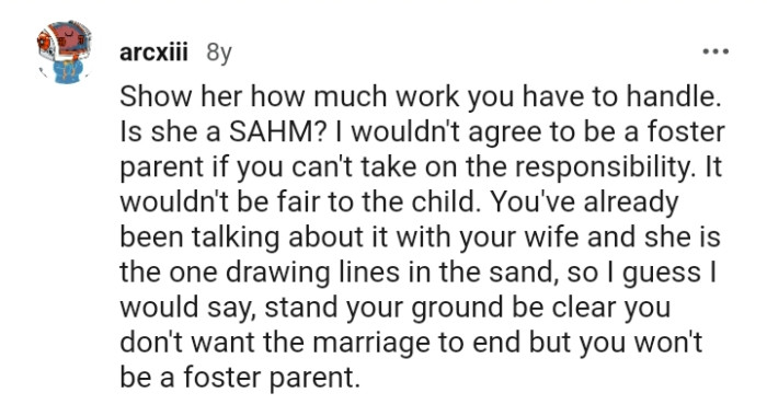 The OP has been discussing it with his wife