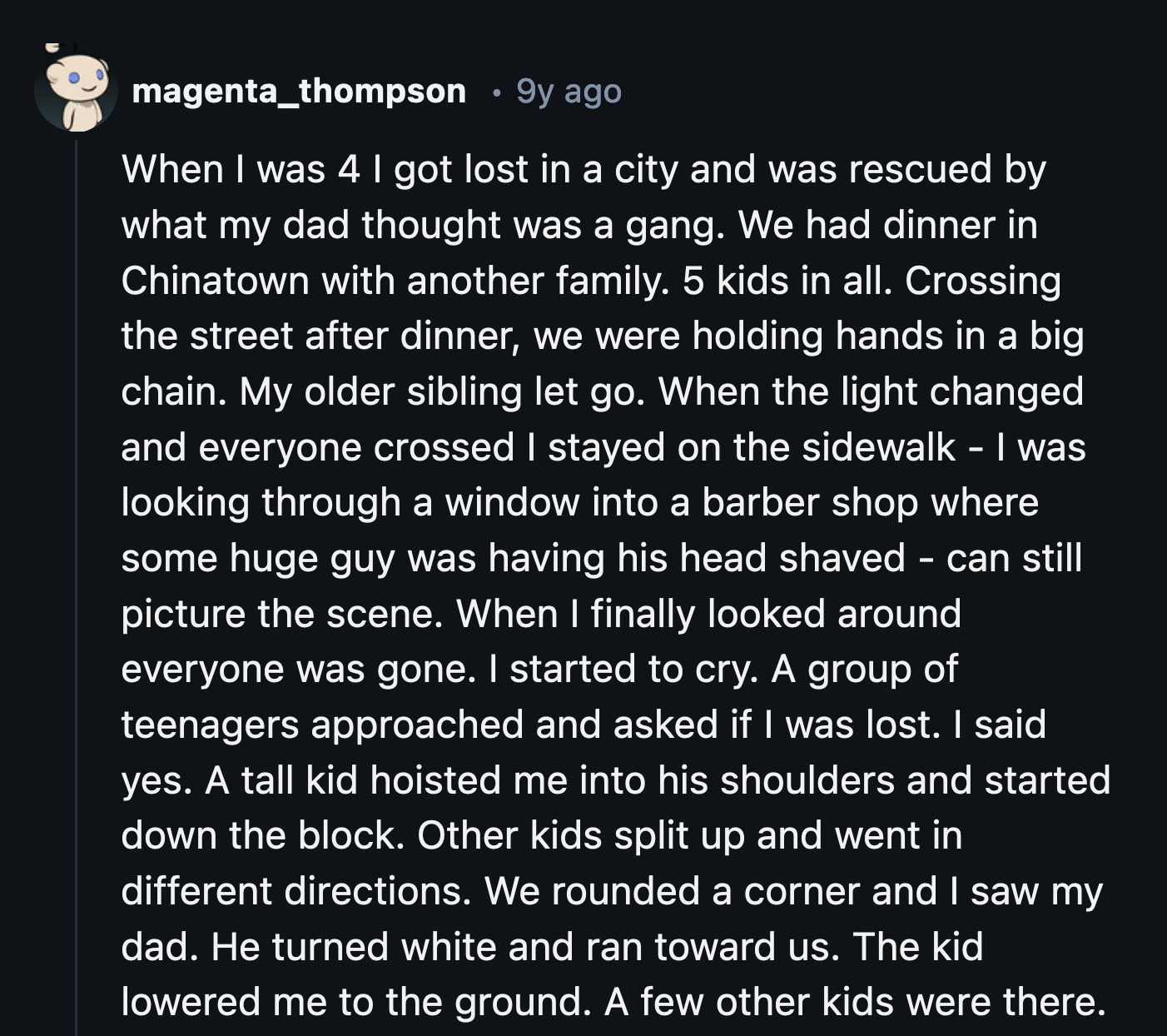 1. Dad learned not to judge a book by its cover that night.