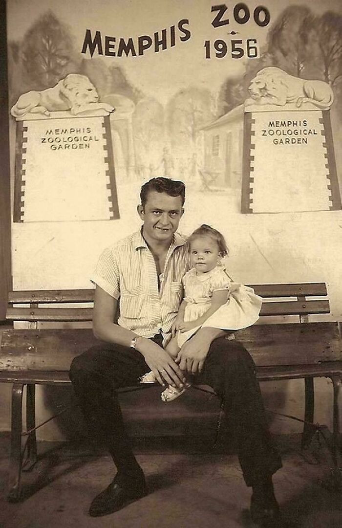 "A Young Johnny Cash With His Daughter Rosanne At The Memphis Zoo, Circa 1956"
