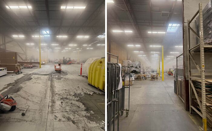 "They Tried Cutting The Concrete Floor With No Water Or Ventilation. Great Idea, Guys"
