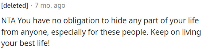 OP owes no one secrecy, especially not these individuals