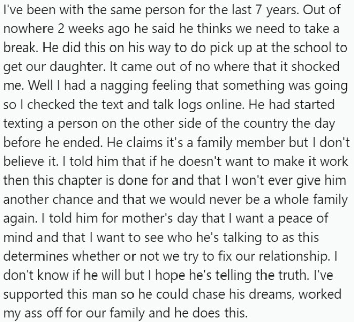 OP wants to read messages for peace of mind and decide if the relationship can be fixed