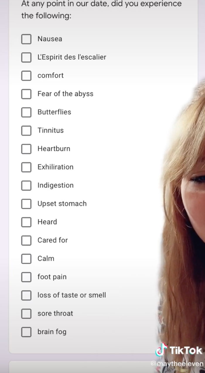 He concluded the date with a post-date form that was just all fun and giggles.