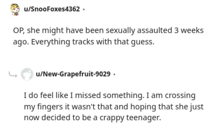 The parent faces a dilemma: addressing their daughter's behavior or canceling her college fund