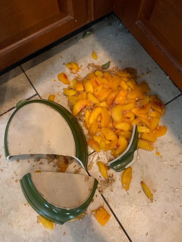 31. My wife worked for an hour on this peach crisp and burst into tears right before my parents showed up at our house.