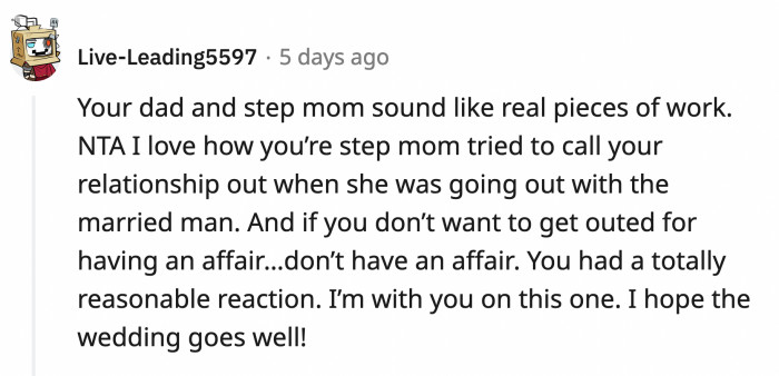 OP reacted reasonably after finding out her dad was cheating on her mom