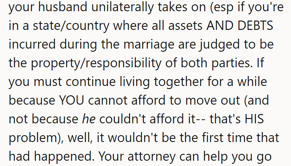 He's piling on debts like a pro! Time for her to lawyer up.