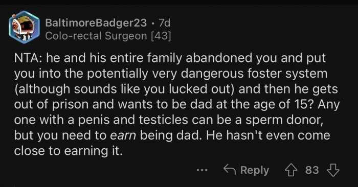 Being considered a dad has to be earned.