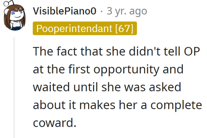 She should have stood up for her daughter.