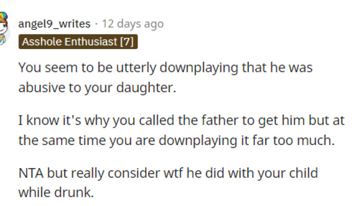 People were pretty concerned about how the dad was acting with his daughter, even if he was drunk.