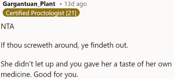 OP stood up for herself.