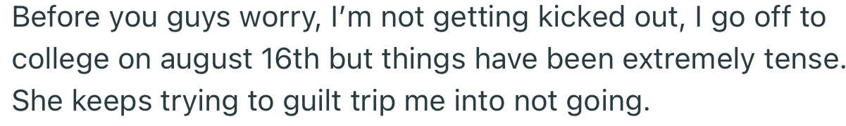 College is going to be OP’s escape route, and he’s not turning back.