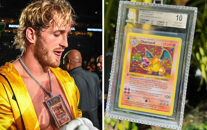 8. Logan Paul’s Rare, One of Three in the World Pokémon Card Charizard. He Claims This Card Is His “$1,000,000 Good Luck Charm.”
