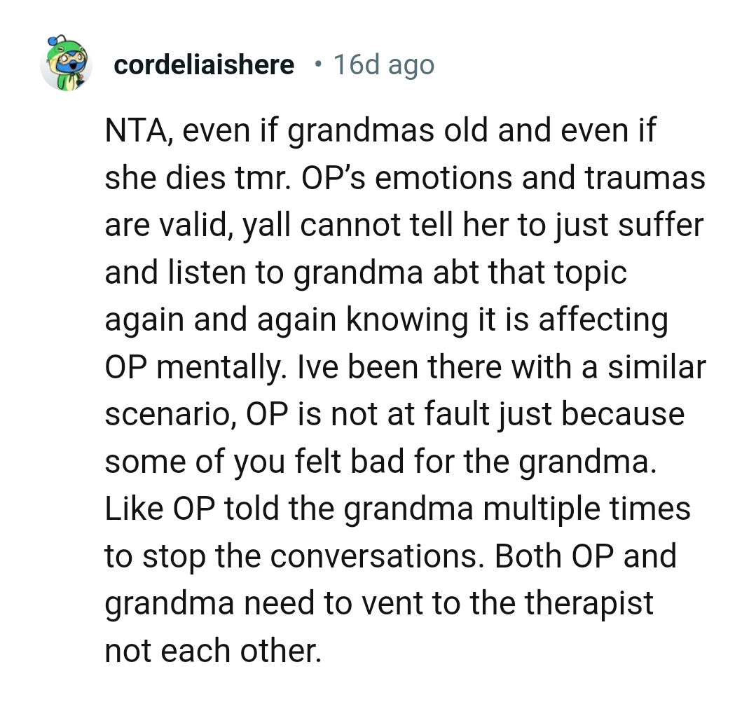 The whole situation is obviously affecting the OP mentally