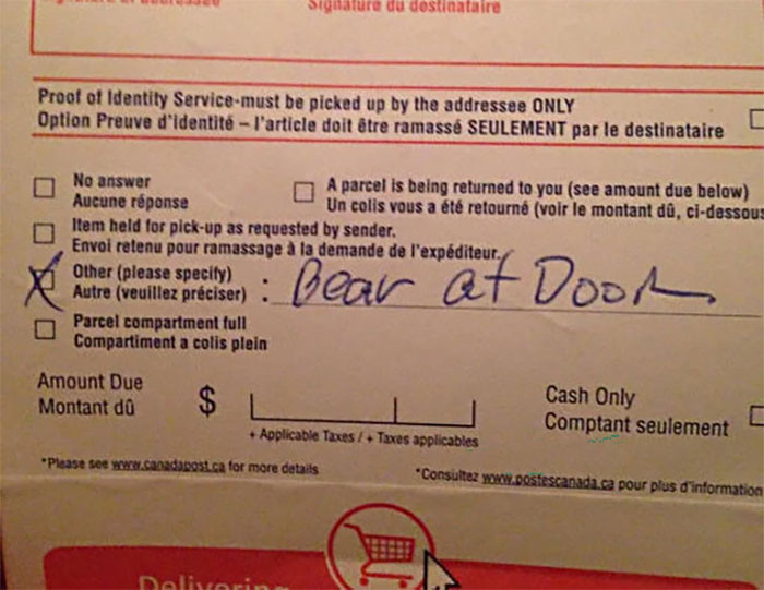 "The Only Good Excuse For A Late Package"