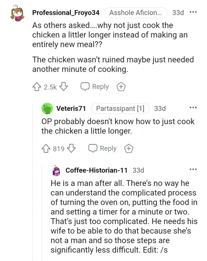 The chicken was not ruined